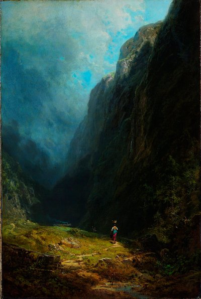 In the Alpine High Valley Landscape with Mt Wendelstein by Carl Spitzweg