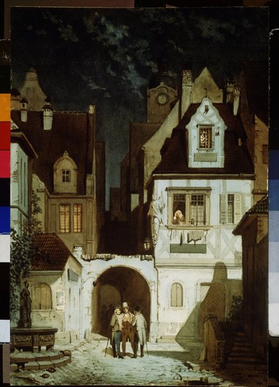 A Corner of a German Town at Moonlight by Carl Spitzweg