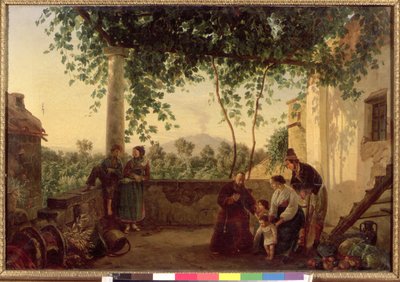 Terrace of a House Near Naples with a View of Mount Vesuvius by Carl Wilhelm Goetzloff