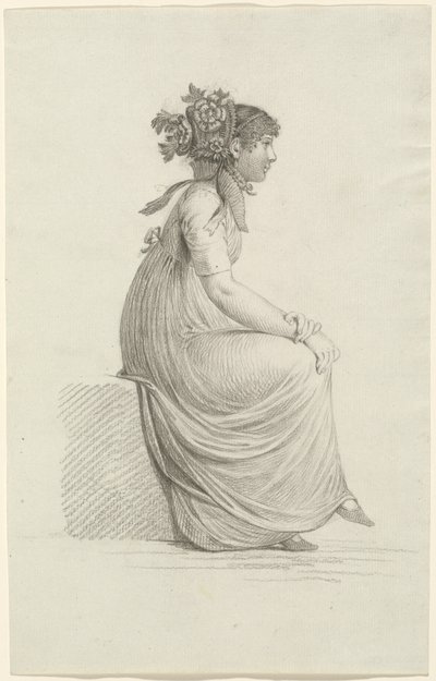 A Seated Young Woman Wearing a Fashionable Hat by Carl Wilhelm Kolbe