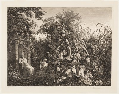 Youth Playing a Lyre to a Maiden by a Fountain by Carl Wilhelm Kolbe, the elder