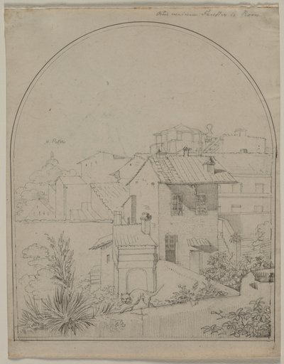 View from My Window in Rome (recto) Soldier in a Landscape (verso) by Carl Wilhelm Tischbein