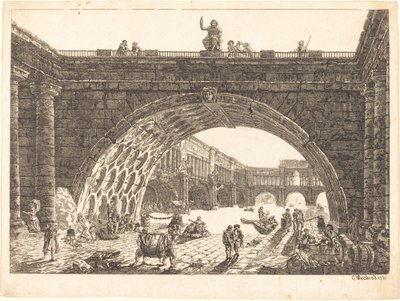 Architectural Fantasy of a Monumental Port by Carl Wilhelm Weisbrod after Hubert Robert