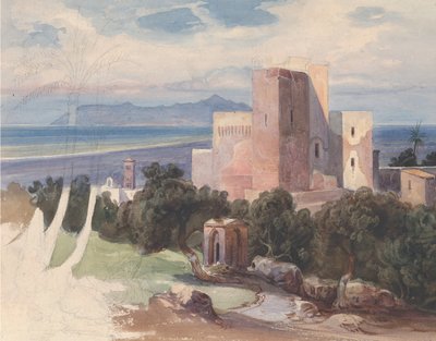 View on Terracina with Mount Circeo by Carl von Blaas