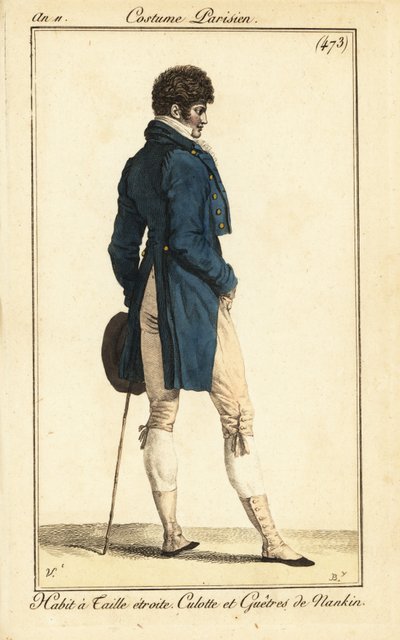 French dandy in tailcoat with narrow waist, Paris by Carle Vernet