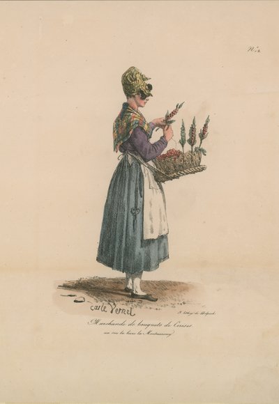 Cherry Bouquet Seller by Carle Vernet