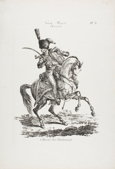 Royal Guard, Mounted Hussar and Horse No. 6 by Carle Vernet