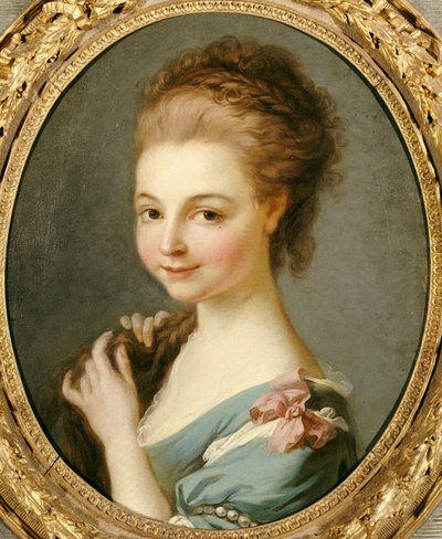 A Girl in a Blue Dress with a Pink Ribbon by Carle van Loo