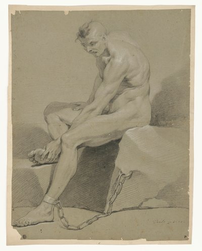 Study of a Seated Prisoner, Chained to a Rock by Carle van Loo