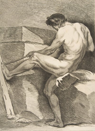 An Académie: Man Pulling a Cord, 1742-43 by Carle van Loo