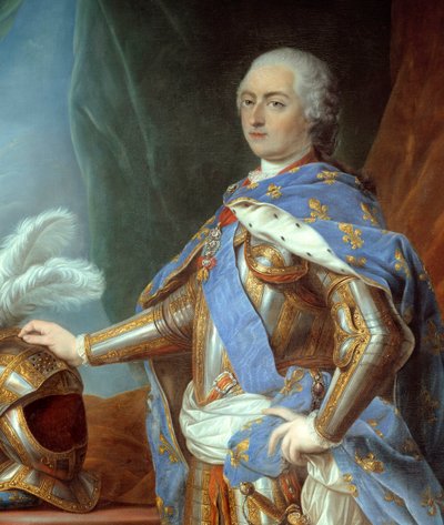 Detail of “Portrait en pied de Louis XV”. Painting by Carle Van Loo by Carle van Loo