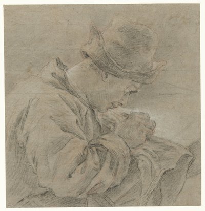 Draftsman at Work, Seen from the Side by Carle van Loo