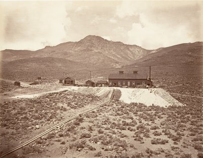 Buildings of Sutro Tunnel, 1875, printed ca. 1876 by Carleton Emmons Watkins