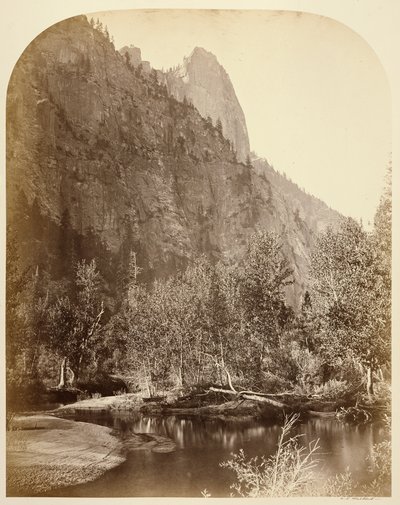 Sentinel (View down the Valley) 3270 ft. Yosemite by Carleton Watkins