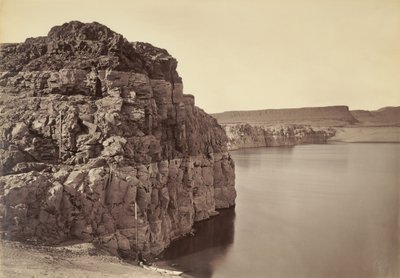 The Dalles, Extremes of High & Low Water, 92 ft. / Head of the Dalles, Columbia River, Oregon by Carleton Watkins