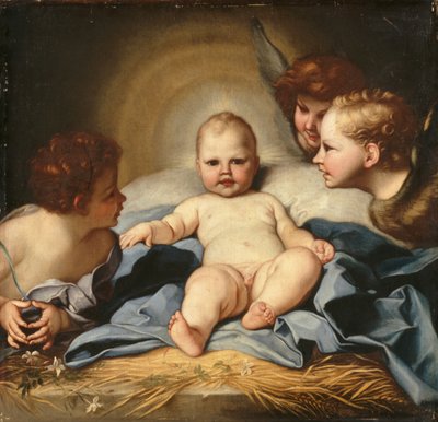 The Infant Christ with Angels and the Infant Saint John the Baptist by Carlo (follower of) Maratta or Maratti