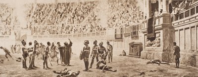 The Monk Almachius attempting to stop the Gladiatorial Combat, illustration from 