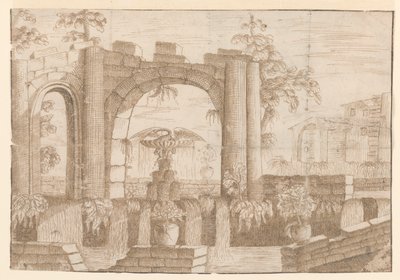 A Garden with Ruined Archway by Carlo Antonio Buffagnotti