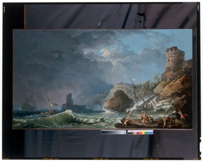 A Storm Off a Rocky Coast by Carlo Bonaria or Bonavia