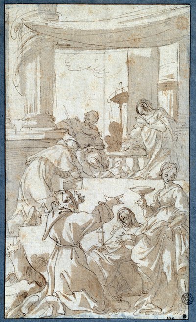The Holy Family Adored by Saints by Carlo Bononi
