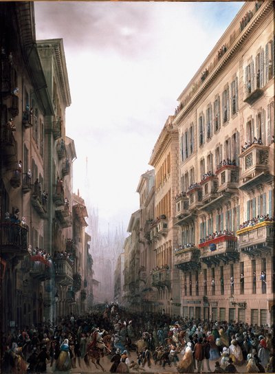 Carnival in Milan street by Carlo Bossoli