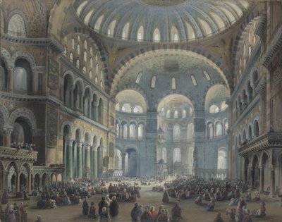 Interior of the Hagia Sophia in Constantinople by Carlo Bossoli