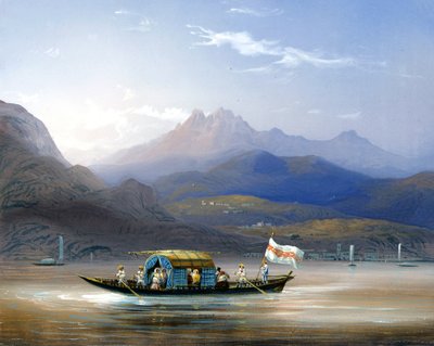 Lake Como. A boat with Mount Groma in the background (c. 1830) by Carlo Bossoli