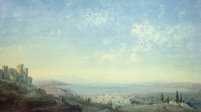 Smyrna from the Citadel on Mount Pagus, the Cesme Peninsula and the Gardens of Bornora with the Coast of Phocaea by Carlo Bossoli