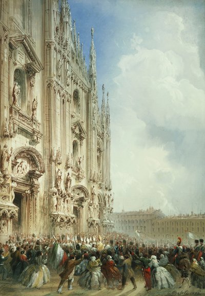 The War in Italy: The Arrival of the Emperor Napoleon III and the King of Sardinia at the Duomo, Milan by Carlo Bossoli