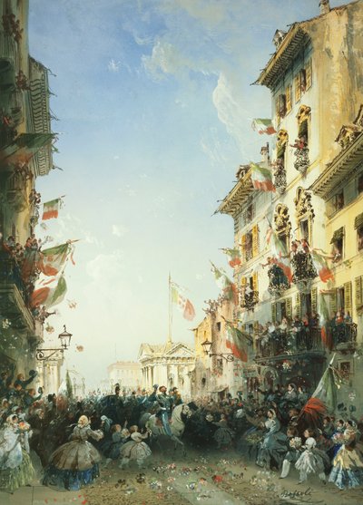The War in Italy: The Entry of the King of Sardinia into Brescia by Carlo Bossoli