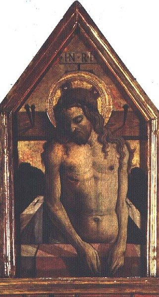 The Resurrected Christ, (detail) from the San Silvestro Polyptych by Carlo Crivelli