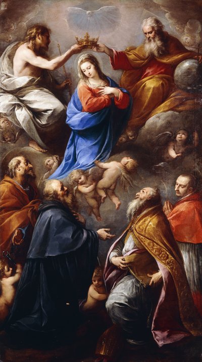The Coronation of the Virgin with Saints Peter, Paul, Ambrose and Charles Borromeo by Carlo Francesco Nuvolone
