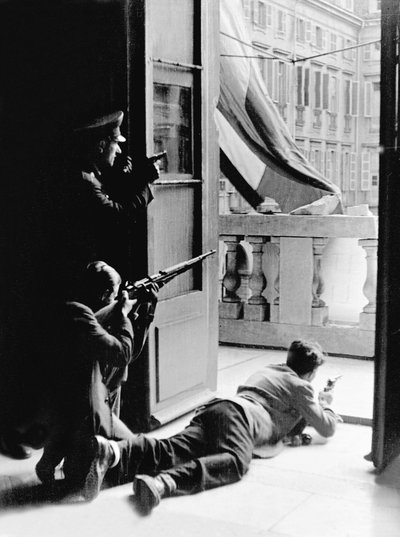 Liberation of Torino During the Second World War: The City Hall During the Fire Battles (photo) by Carlo Gherlone