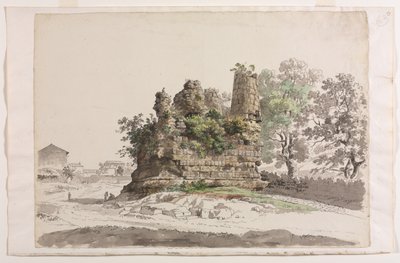 The So-Called Sepulcher of the Curiatii Brothers at Albano, with the Church of the Madonna by Carlo Labruzzi