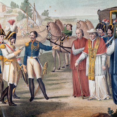 Pope Pius VII was arrested on his return to Italy by the Austro-Neapolitan army near Parma on March 25, 1814 by Carlo Lasinio