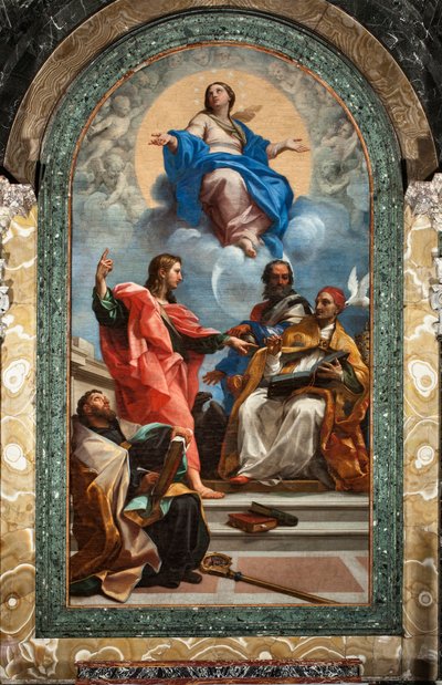 Immaculate Conception and Saint John the Evangelist, Saint Gregoire the Great, Saint John Chrysostom and Saint Augustine by Carlo Maratta or Maratti