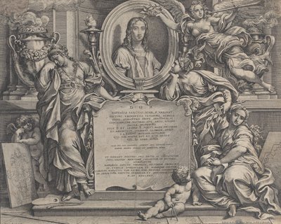 Frontispiece with Oval Portrait of Raphael, with Three Allegorical Figures of the Arts, 1675 by Carlo Maratti