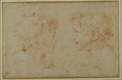 Studies of the head and left hand of a putto by Carlo Maratti