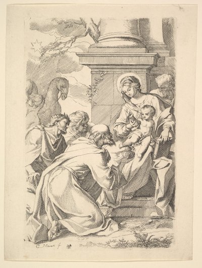 The Adoration of the Magi (copy in reverse) by Carlo Maratti