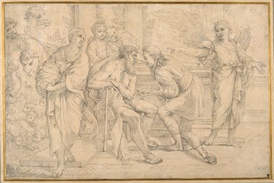 Tobias healing the blindness of Tobit with the gall of the fish by Carlo Maratti