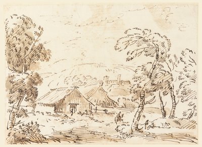 A Peasant’s Dwelling and a Castle in Mountainous Countryside by Carlo Marchionni