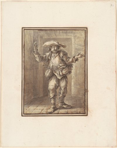 Caricature of a Peasant with a Broad Hat by Carlo Marchionni
