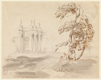 Tree in Landscape with Building by Carlo Marchionni