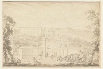 View of a Monastery Receiving Visit from Great People by Carlo Marchionni
