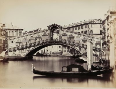 View of the Grand Canal with the Rialto Bridge in Venice. Ca. 1865-1875 by Carlo Naya