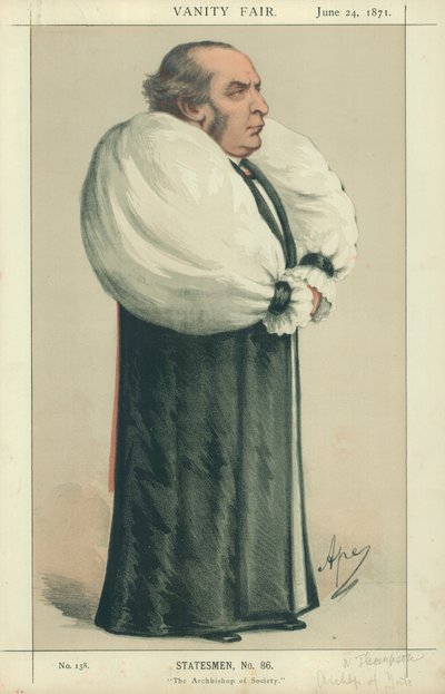 Dr Thomson, The Archbishop of York, The Archbishop of Society, Vanity Fair cartoon by Carlo Pellegrini