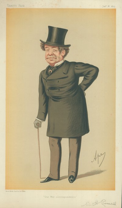Mr William Howard Russell, Our War Correspondence, 16 January 1875, Vanity Fair Cartoon by Carlo Pellegrini