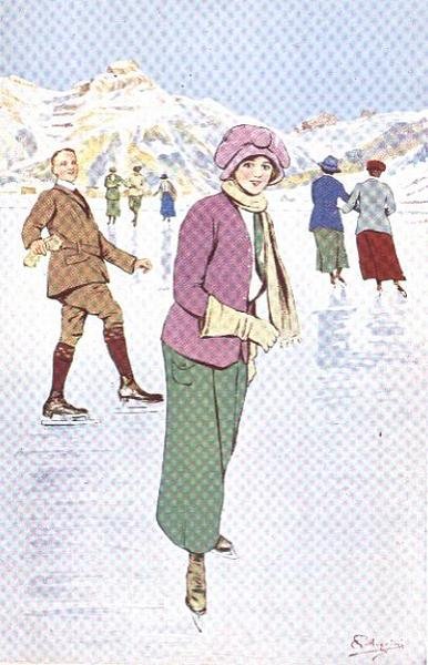 Skaters on the Rink at Engelberg, Switzerland by Carlo Pellegrini