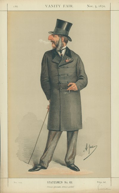 The Hon J C Vivian, Always Pleasant Always Genial, 5 November 1870, Vanity Fair Cartoon by Carlo Pellegrini