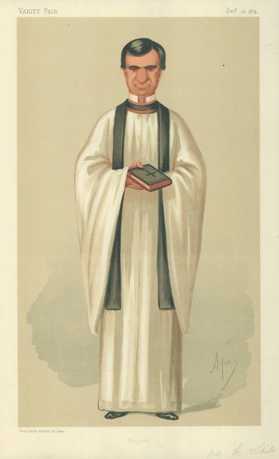 The Rev Henry White, Prayers, 26 December 1874, Vanity Fair Cartoon by Carlo Pellegrini